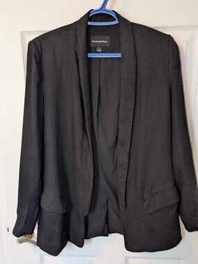 Frank And Oak Black Blazer - Open-Front